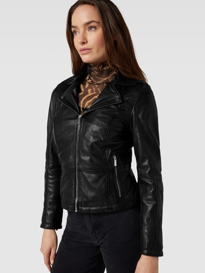 Jilani Lederjacke mit Reißverschlusstaschen Black 3