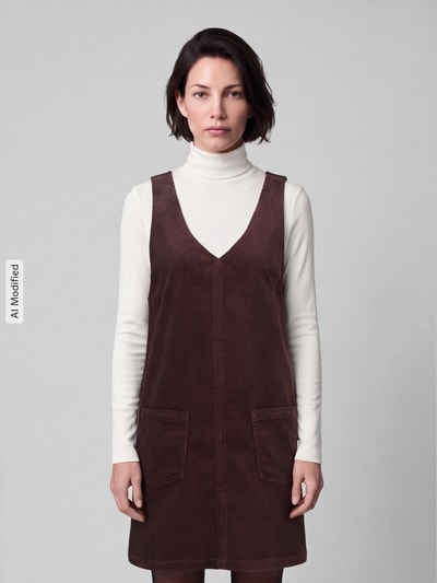 Marc O'Polo DENIM Minikleid aus Cord mit aufgesetzten Taschen Dunkelbraun 4
