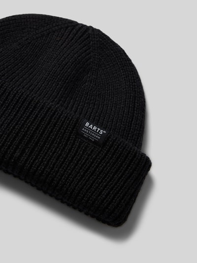 Barts Beanie met labeldetail, model 'FEODORE' Zwart - 2