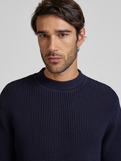 Jack & Jones Premium Sweter z dzianiny z prążkowanymi wykończeniami model ‘VIGGO’ Ciemnoniebieski 3