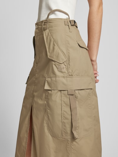 G-Star Raw Midirock mit Cargotaschen Modell 'Long Army Skirt' Sand 3