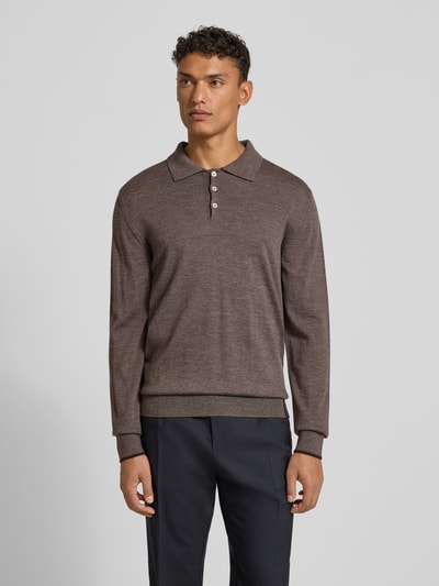 CRUNA Strickpolo mit Kentkragen Taupe 4