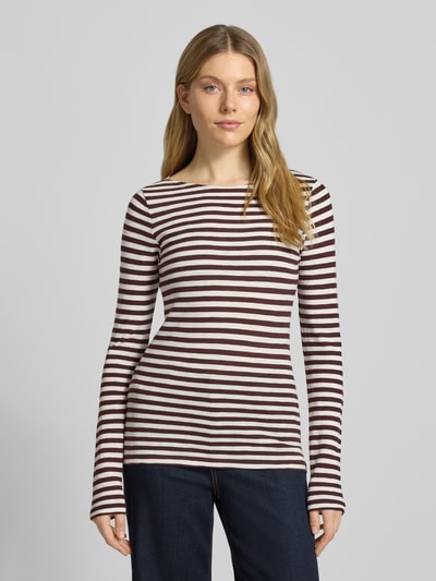 Marc O'Polo Slim Fit Langarmshirt aus reiner Baumwolle Bordeaux 4