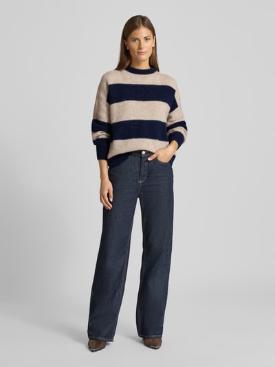 Weekend Max Mara Comfort Fit Strickpullover aus Alpaka-Woll-Mix Modell 'TUONO' Dunkelblau 1