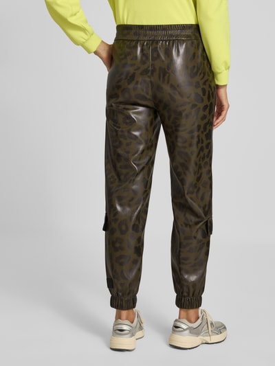 Marc Cain Hose in Leder-Optik mit elastischem Bund Khaki 5