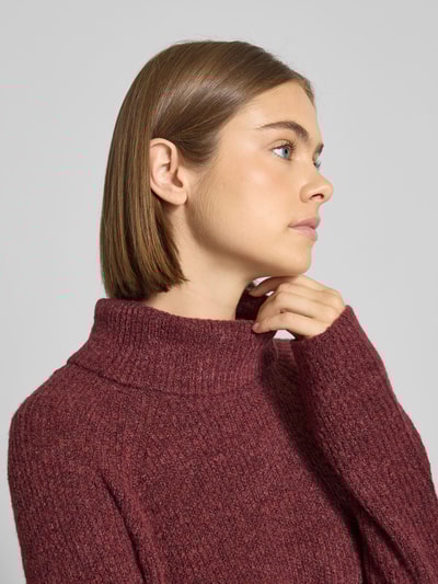 Pieces Loose fit coltrui met raglanmouwen, model 'ELLEN' Donkerrood gemêleerd - 3