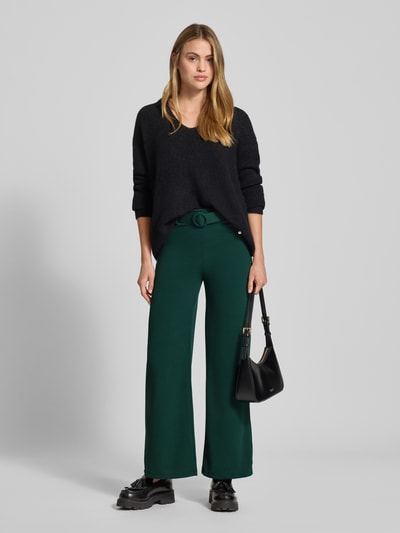 ZABAIONE Stoffen broek met riem en steekzakken Donkergroen - 1