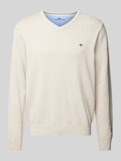 Fynch-Hatton Gebreide pullover met labelstitching Offwhite - 2