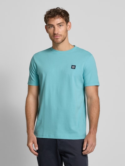 Lerros T-shirt met structuurmotief en ronde hals Turquoise - 4