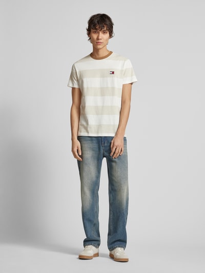 Tommy Jeans T-shirt met labelstitching Beige - 1