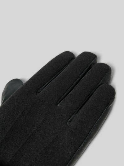 bugatti Rękawiczki z mieszanki tkaniny i skóry owczej z patką Czarny 3