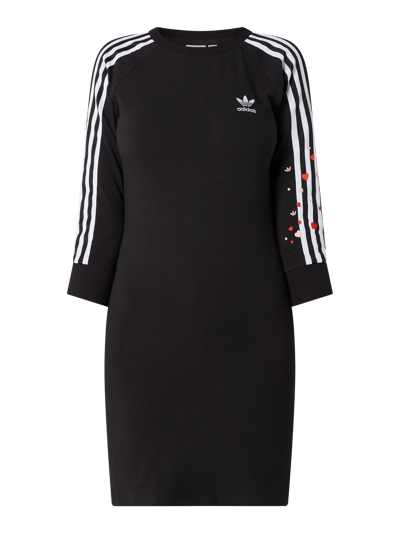 adidas Originals Sukienka z dzianiny dresowej z wyhaftowanymi sercami  Czarny 2