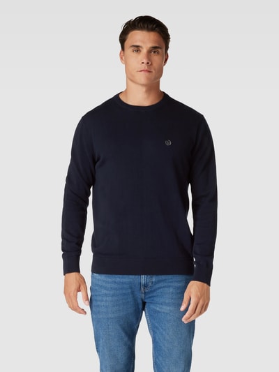 bugatti Gebreide pullover met labelstitching Marineblauw - 4