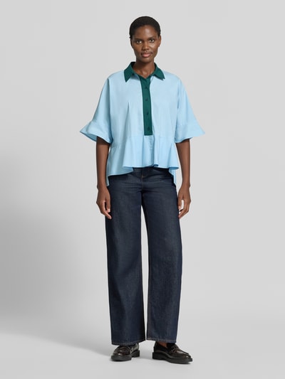 Essentiel Antwerp Relaxed Fit Kurzarmbluse aus reiner Baumwolle Modell 'KAYLEE' Hellblau 1