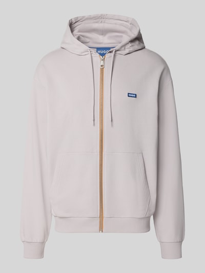 Produktfoto, Relaxed Fit Sweatjacke aus reiner Baumwolle Modell 'NADARASI' von HUGO, Optik: Unifarben, Passform: Relaxed-Fit, mit Reißverschluss, Label-Print, Kapuze mit Tunnelzug, Langarm, Ärmelabschluss und Rumpfabschluss: Gerippt, Materialverarbeitung: Sweat, Material: Reine Baumwolle