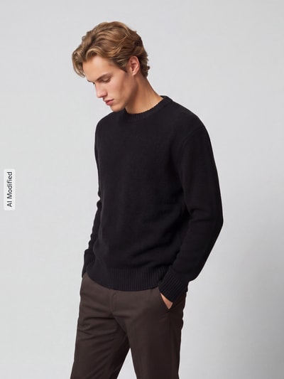 Selected Relaxed Fit Pullover aus Baumwoll-Mix Modell 'ALEX' Black 4