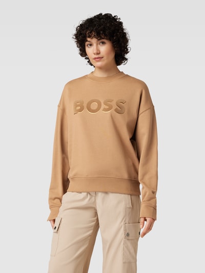 BOSS Black Women Sweatshirt mit überschnittenen Schultern Camel 4