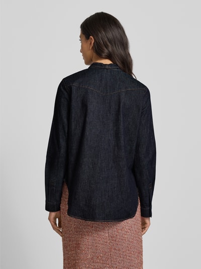 comma Regular fit jeansblouse met strikdetail Jeansblauw - 5