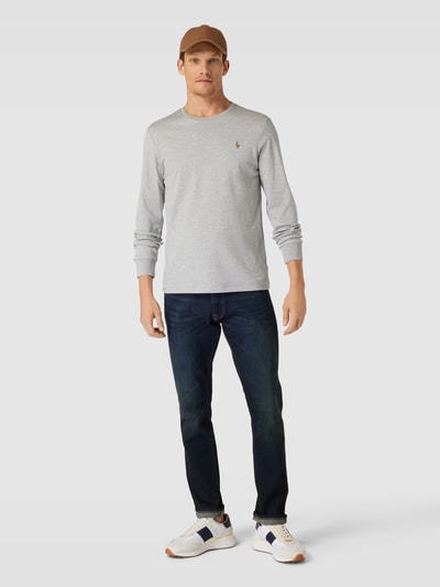 Polo Ralph Lauren Slim Fit Longsleeve mit Label-Stitching Hellgrau 1