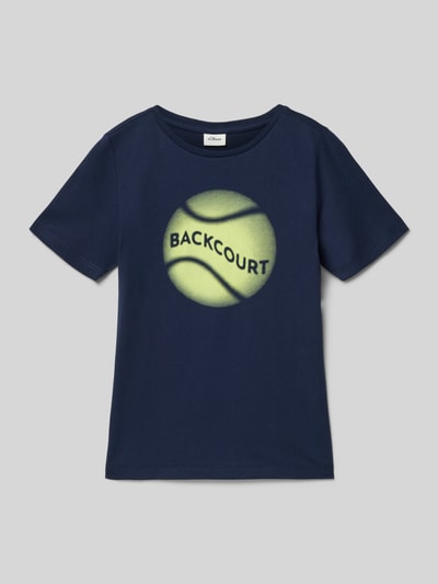 Produktfoto, Regular Fit T-Shirt aus reiner Baumwolle von s.Oliver RED LABEL, Optik: Unifarben, Motiv-Print Tennisball BACKCOURT, Materialverarbeitung: Jersey