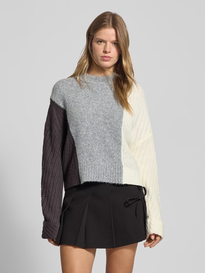 Noisy May Oversized Strickpullover mit Rundhalsausschnitt Modell 'PHOENIX' Mittelgrau Melange 4