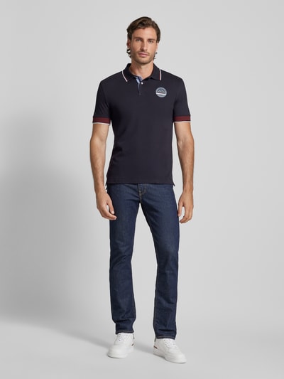 Christian Berg Men Slim Fit Poloshirt Print-Detail Marine 1