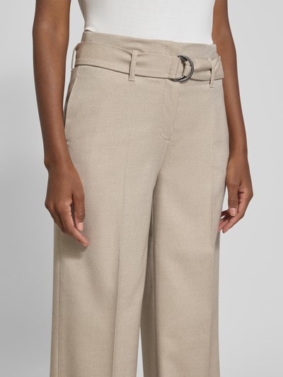 More & More Stoffen broek met bandplooien Taupe - 3