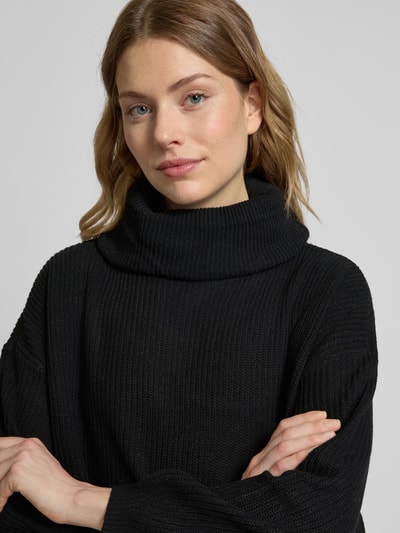 Vero Moda Sweter z dzianiny o kroju oversized z szerokim golfem model ‘ZIA’ Czarny 3