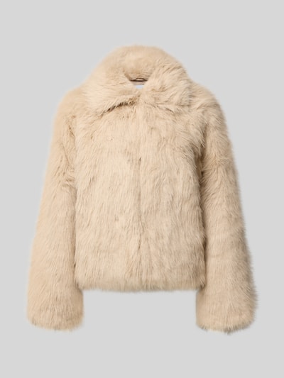 Produktfoto, Jacke aus Kunstfell Modell 'EVIE' von NOISY MAY®, beżowa, miękka faktura, krój regular fit, szerokość w rozmiarze S: 56 cm
