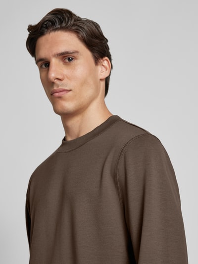 Casual Friday Sweatshirt met ribboorden, model 'Sebastian' Donkerbruin - 3