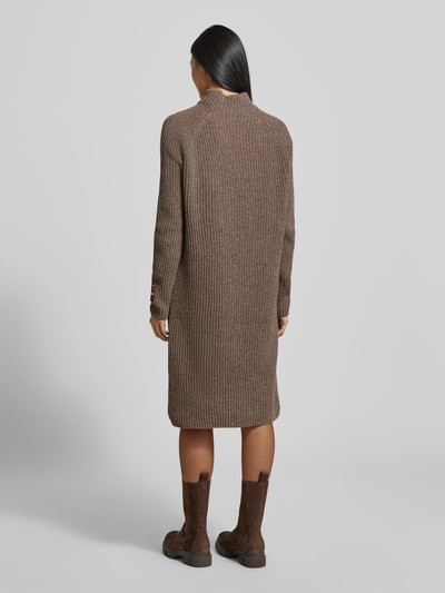 Smith and Soul Sukienka z dzianiny o długości do kolan ze stójką model ‘Mouline’ Ciemnobrązowy 5