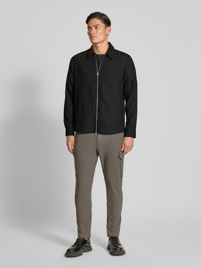 HUGO Regular Fit Hemdjacke mit Reißverschluss Modell 'ENASOZ' Black 1