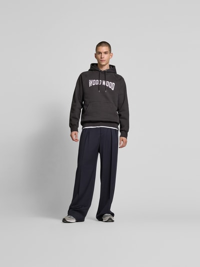 Wood Wood Oversized Hoodie mit Label-Print Anthrazit 1
