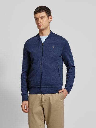 Polo Ralph Lauren Sweatjacke mit Logo-Stitching Modell 'BOMBER' Marine Melange 4