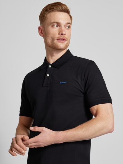 Gant Koszulka polo o kroju regular fit z wyhaftowanym logo Czarny 3