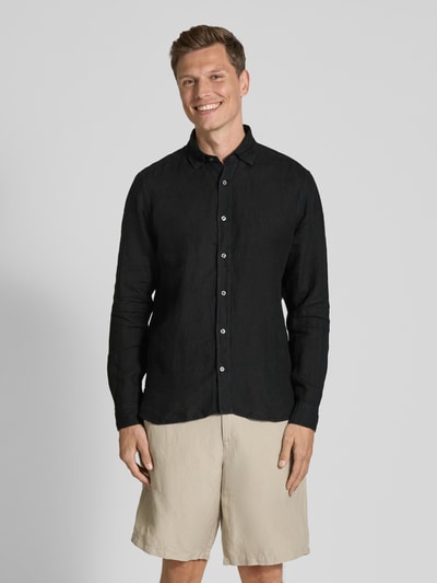 FIL NOIR Regular fit zakelijk overhemd met kentkraag, model 'ROMA' Zwart - 4