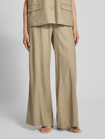 Gestuz Stoffen broek van viscosemix met elastische band, model 'izza' Zand - 4