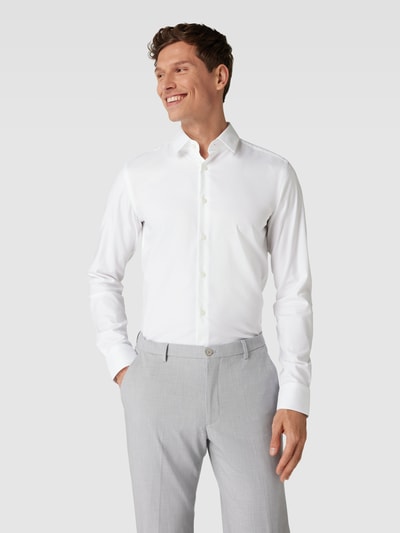 BOSS Slim Fit Business-Hemd mit Kentkragen Modell 'HANK' Weiss 4