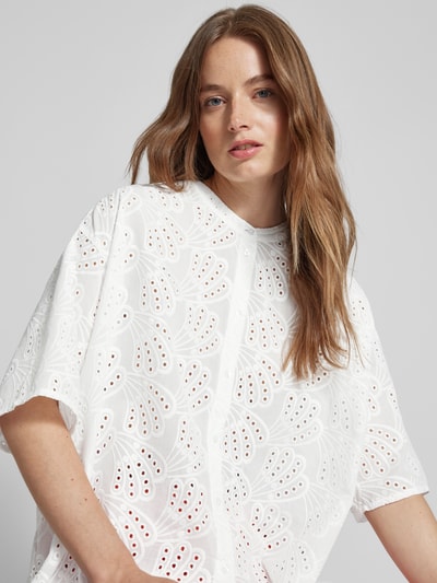 Milano Italy Blouse met broderie anglaise Wit - 3