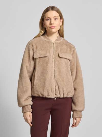 Beaumont Amsterdam Kurtka o kroju regular fit z imitacji futra z zamkiem błyskawicznym dwustronnym Beżowy 4