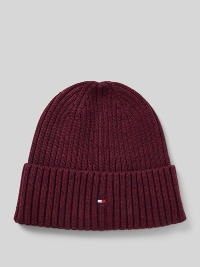 Tommy Hilfiger Czapka beanie z wyhaftowanym logo Bordowy melanż 1