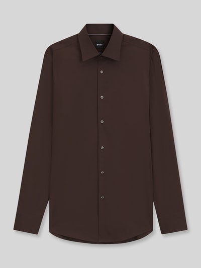 BOSS Koszula o kroju slim fit z mieszanki bawełny, koszula biznesowa model 'HANK' Ciemnobrązowy 2