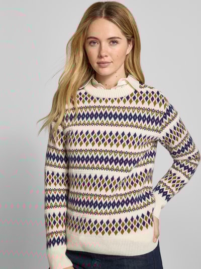 Gant Gebreide pullover met ribboorden, model 'FAIRISLE' Ecru - 3
