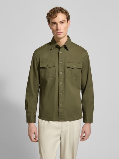 Christian Berg Men Overhemdjack met knoopsluiting Olijfgroen - 4