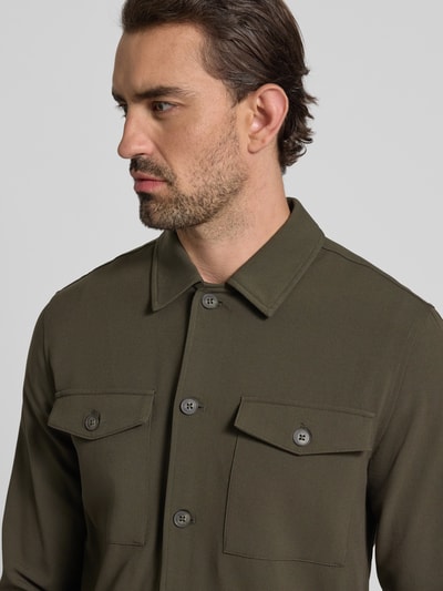 Lindbergh Overhemdjack met knoopsluiting Donkergroen - 3