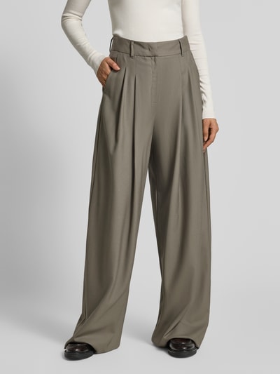 Marella Wide Fit Marlenehose aus reiner Schurwolle Modell 'Ulzio' Oliv 4