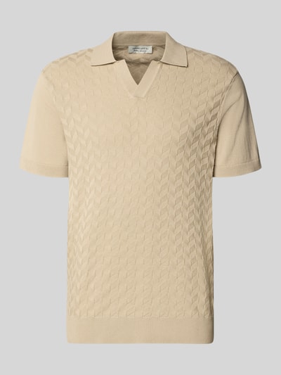 Produktfoto, Regular Fit Poloshirt mit Strukturmuster Modell 'DYRVIK' von Casual Friday, Beige, Reine Baumwolle, Polokragen, Gerippte Abschlüsse