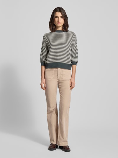 OPUS Flared fit corduroy broek in ribcordlook, model 'Ebbi' Beige - 1
