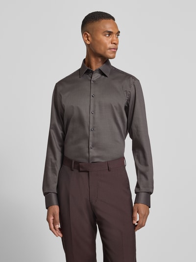 Christian Berg Men Regular Fit Businesshemd aus Baumwolle mit Kentkragen Mittelgrau 4