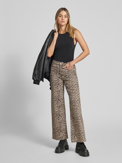 Only Wide Leg Jeans mit Animal-Print 'MADISON' Black 1